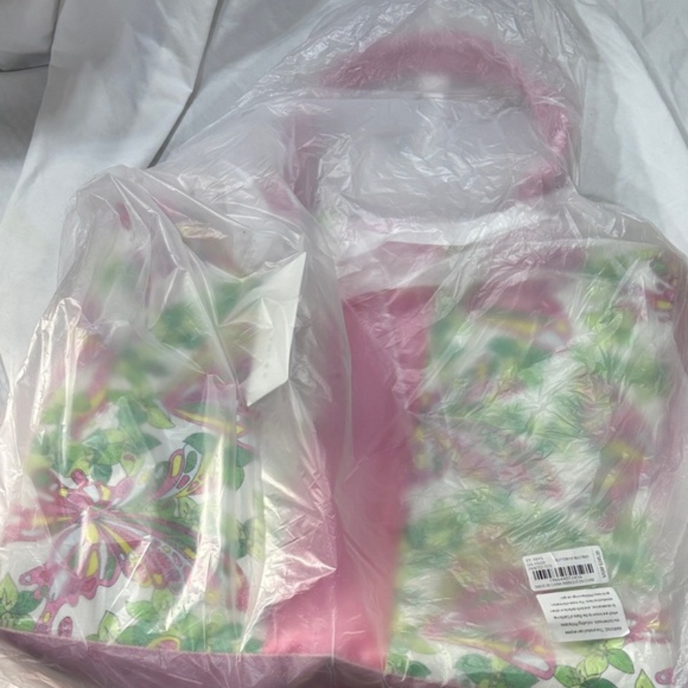 Trina Turk butterfly with stripe printed xl tote bag purse multi bright colors